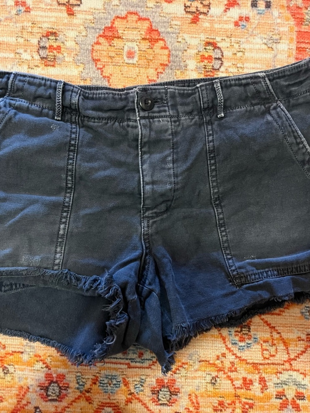 American Eagle Outfitters Black Frayed Hem Denim Shorts